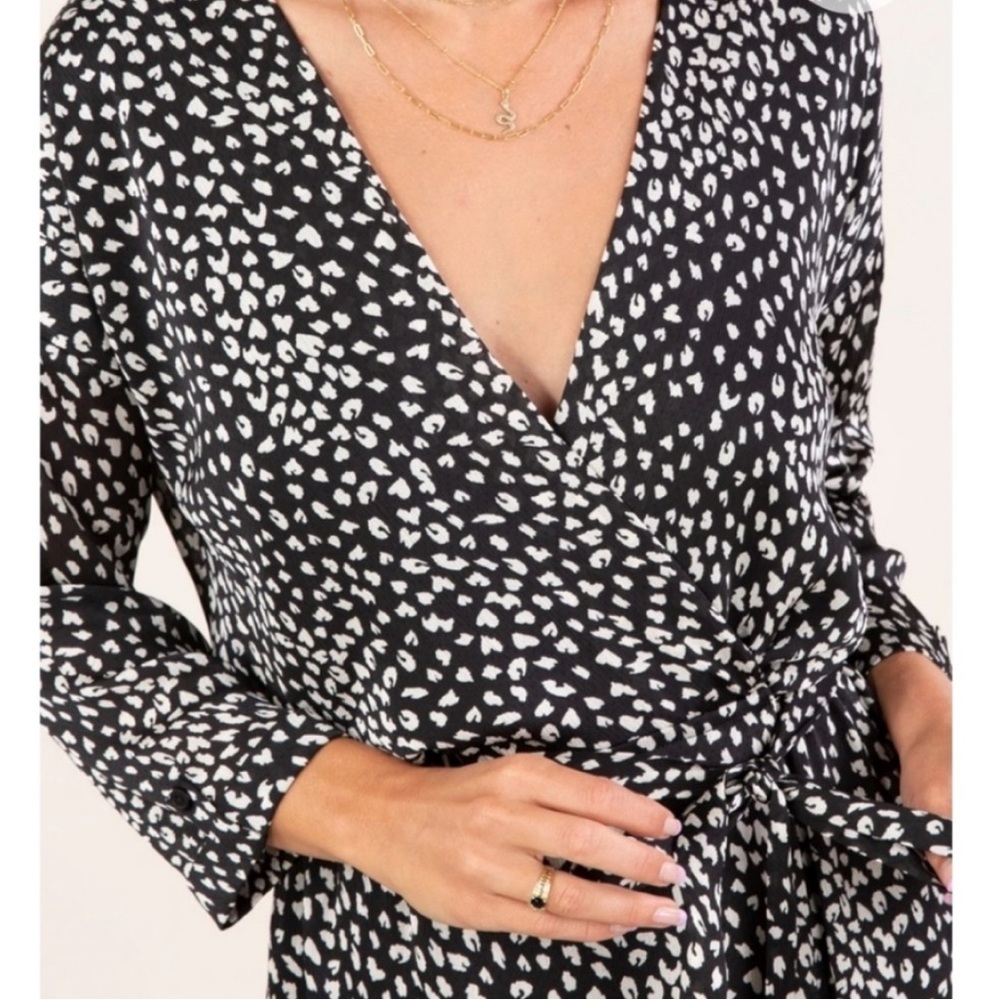 NEW! Lovestitch Wrap Dress Black/Cream Pattern NWT